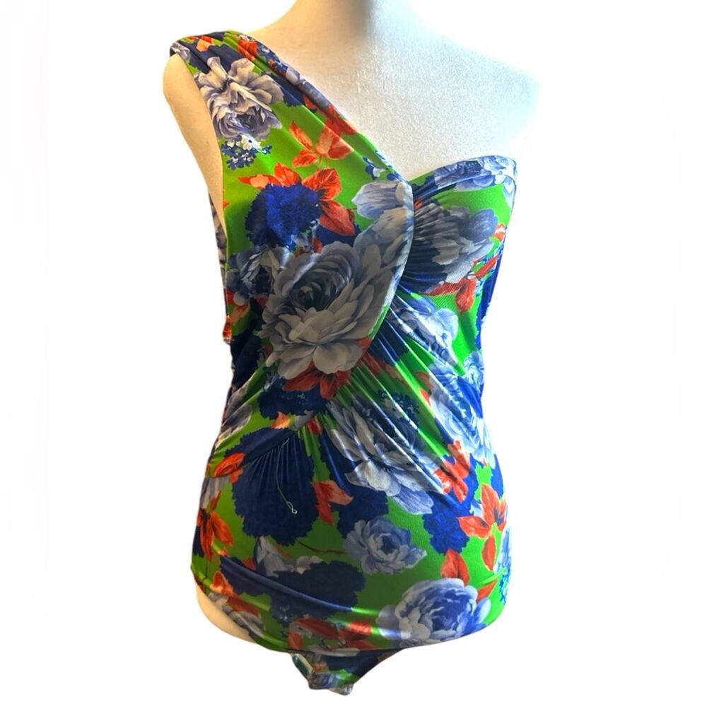 Zara Women's Floral Classy Seasonal Style One Strap Ruched Side Body Suit Sz S